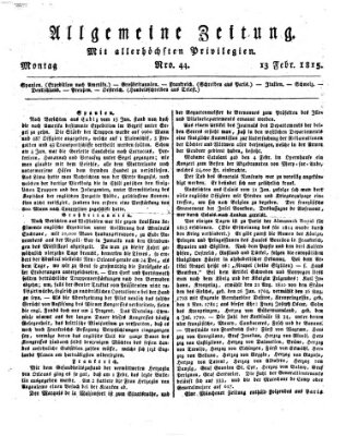 Allgemeine Zeitung Montag 13. Februar 1815