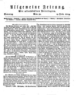 Allgemeine Zeitung Sonntag 19. Februar 1815