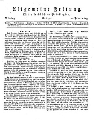 Allgemeine Zeitung Montag 20. Februar 1815