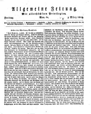 Allgemeine Zeitung Freitag 3. März 1815