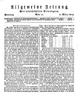 Allgemeine Zeitung Sonntag 12. März 1815