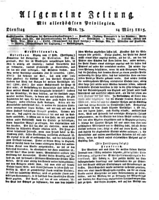 Allgemeine Zeitung Dienstag 14. März 1815