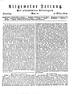 Allgemeine Zeitung Dienstag 21. März 1815