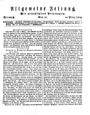 Allgemeine Zeitung Mittwoch 22. März 1815