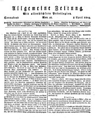 Allgemeine Zeitung Samstag 8. April 1815