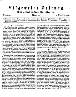 Allgemeine Zeitung Sonntag 9. April 1815