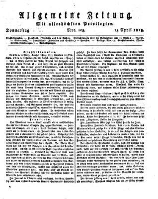 Allgemeine Zeitung Donnerstag 13. April 1815