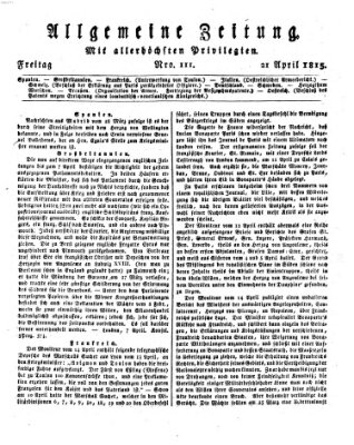 Allgemeine Zeitung Freitag 21. April 1815