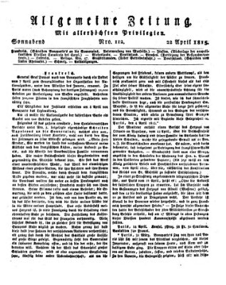 Allgemeine Zeitung Samstag 22. April 1815