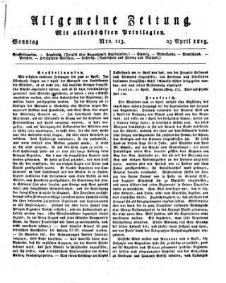 Allgemeine Zeitung Sonntag 23. April 1815