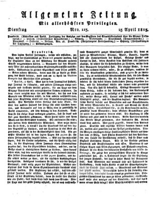 Allgemeine Zeitung Dienstag 25. April 1815