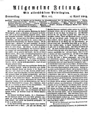 Allgemeine Zeitung Donnerstag 27. April 1815