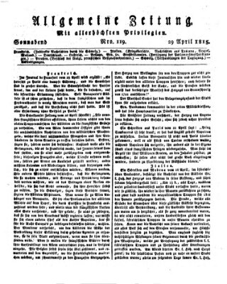 Allgemeine Zeitung Samstag 29. April 1815