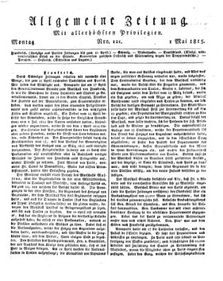 Allgemeine Zeitung Montag 1. Mai 1815