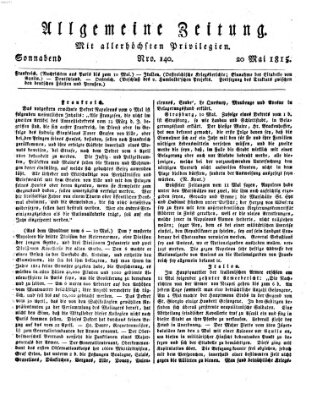 Allgemeine Zeitung Samstag 20. Mai 1815