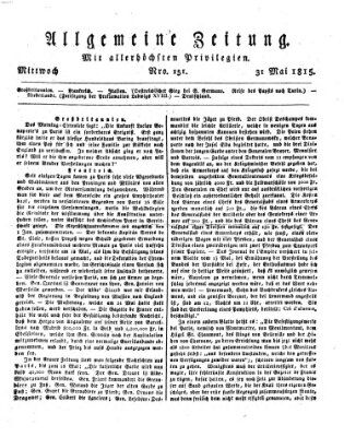 Allgemeine Zeitung Mittwoch 31. Mai 1815