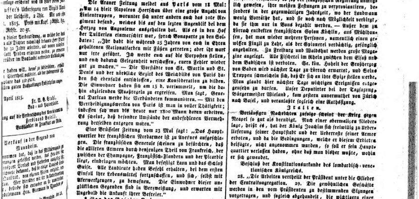 Allgemeine Zeitung Freitag 2. Juni 1815