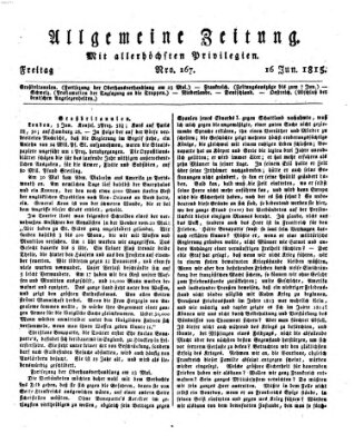 Allgemeine Zeitung Freitag 16. Juni 1815