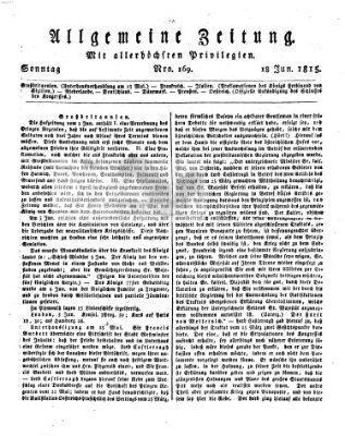 Allgemeine Zeitung Sonntag 18. Juni 1815