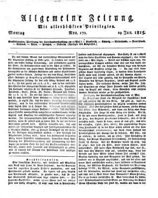 Allgemeine Zeitung Montag 19. Juni 1815