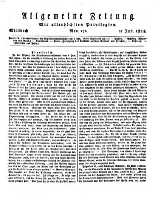 Allgemeine Zeitung Mittwoch 21. Juni 1815