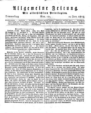 Allgemeine Zeitung Donnerstag 29. Juni 1815