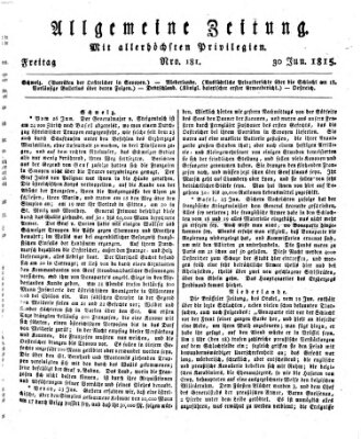 Allgemeine Zeitung Freitag 30. Juni 1815