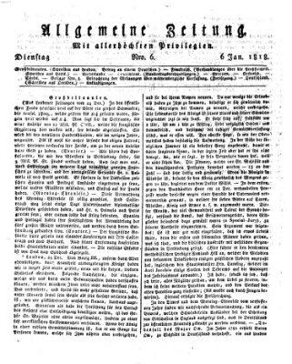 Allgemeine Zeitung Dienstag 6. Januar 1818