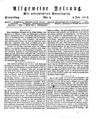 Allgemeine Zeitung Donnerstag 8. Januar 1818