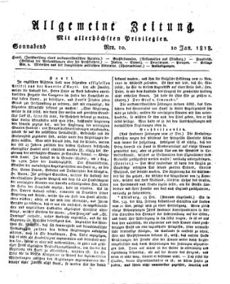 Allgemeine Zeitung Samstag 10. Januar 1818