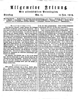 Allgemeine Zeitung Dienstag 13. Januar 1818