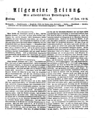 Allgemeine Zeitung Freitag 16. Januar 1818