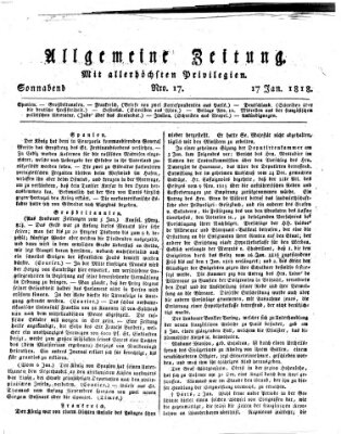 Allgemeine Zeitung Samstag 17. Januar 1818