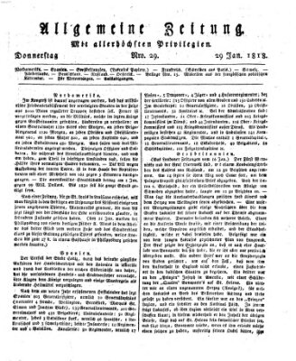 Allgemeine Zeitung Donnerstag 29. Januar 1818