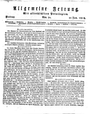 Allgemeine Zeitung Freitag 30. Januar 1818