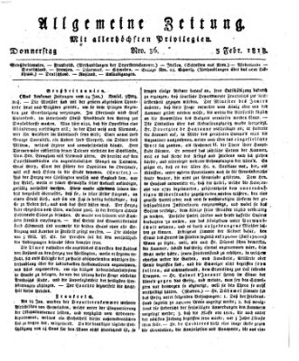 Allgemeine Zeitung Donnerstag 5. Februar 1818