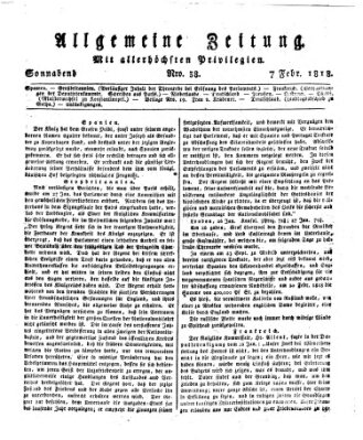 Allgemeine Zeitung Samstag 7. Februar 1818