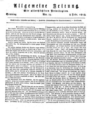 Allgemeine Zeitung Sonntag 8. Februar 1818