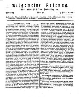 Allgemeine Zeitung Montag 9. Februar 1818