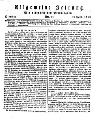 Allgemeine Zeitung Dienstag 10. Februar 1818