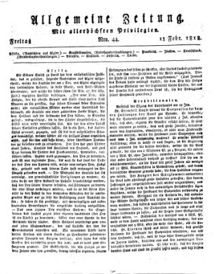 Allgemeine Zeitung Freitag 13. Februar 1818