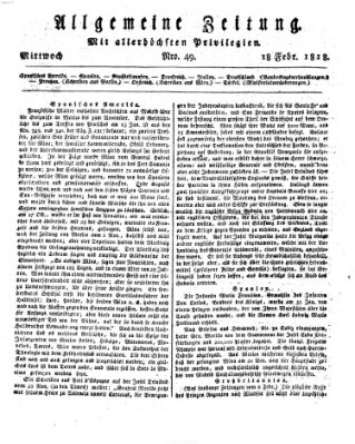 Allgemeine Zeitung Mittwoch 18. Februar 1818