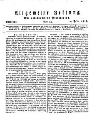 Allgemeine Zeitung Dienstag 24. Februar 1818