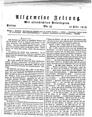 Allgemeine Zeitung Freitag 27. Februar 1818