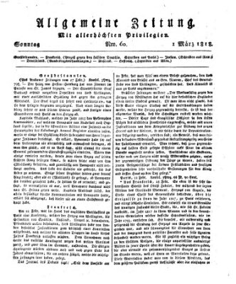 Allgemeine Zeitung Sonntag 1. März 1818