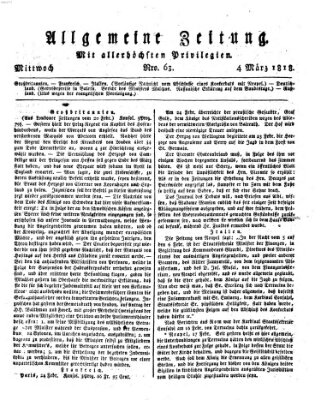 Allgemeine Zeitung Mittwoch 4. März 1818