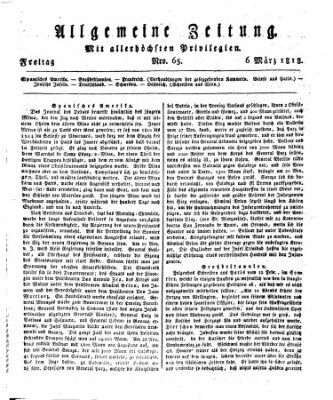 Allgemeine Zeitung Freitag 6. März 1818