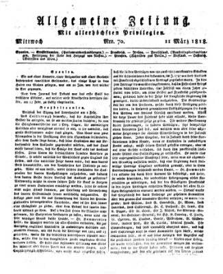 Allgemeine Zeitung Mittwoch 11. März 1818