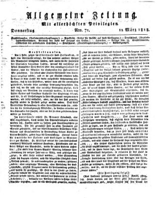 Allgemeine Zeitung Donnerstag 12. März 1818