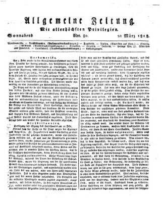 Allgemeine Zeitung Samstag 21. März 1818